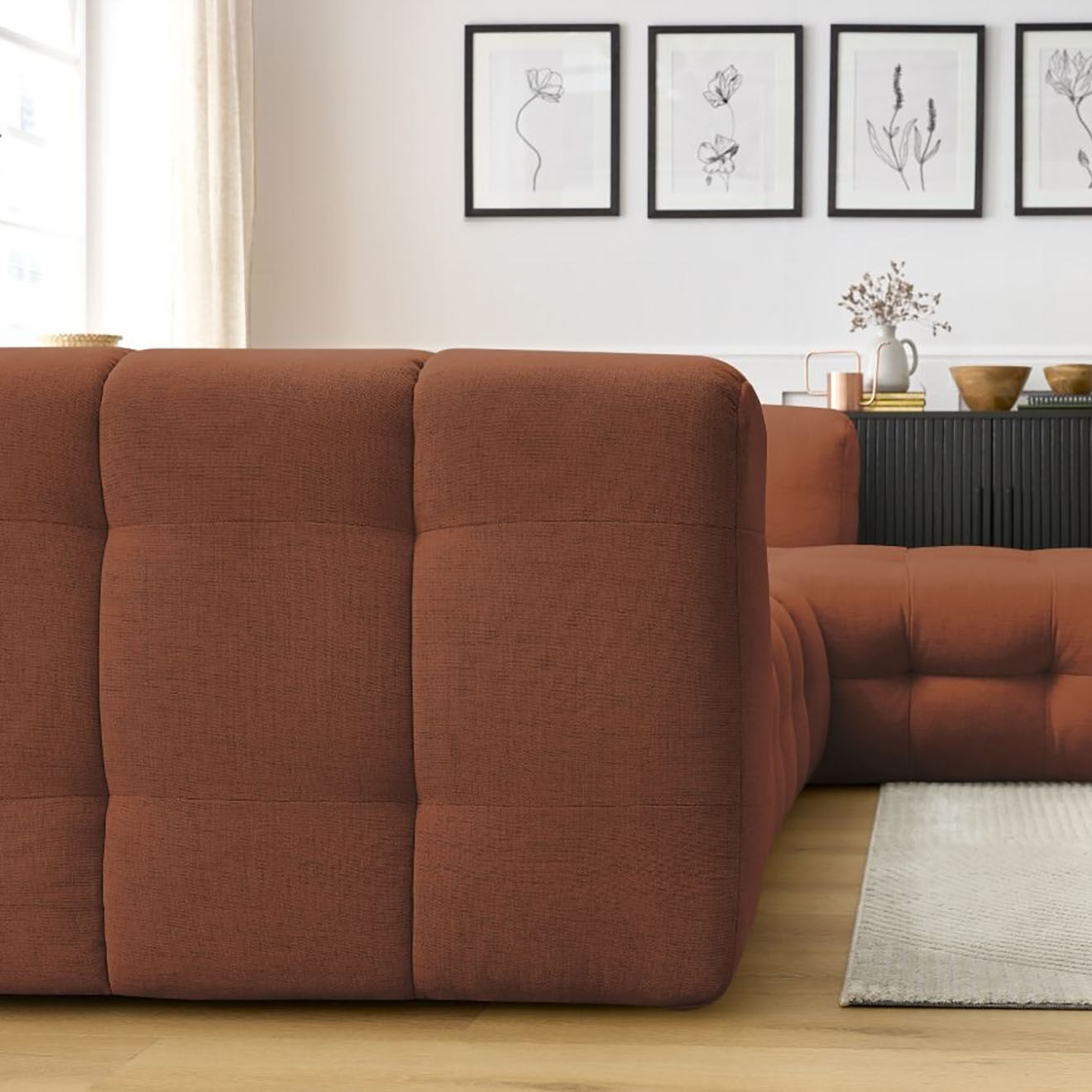 Bobochic Canapé d'angle droit cloud orange - 288x184x75 cm