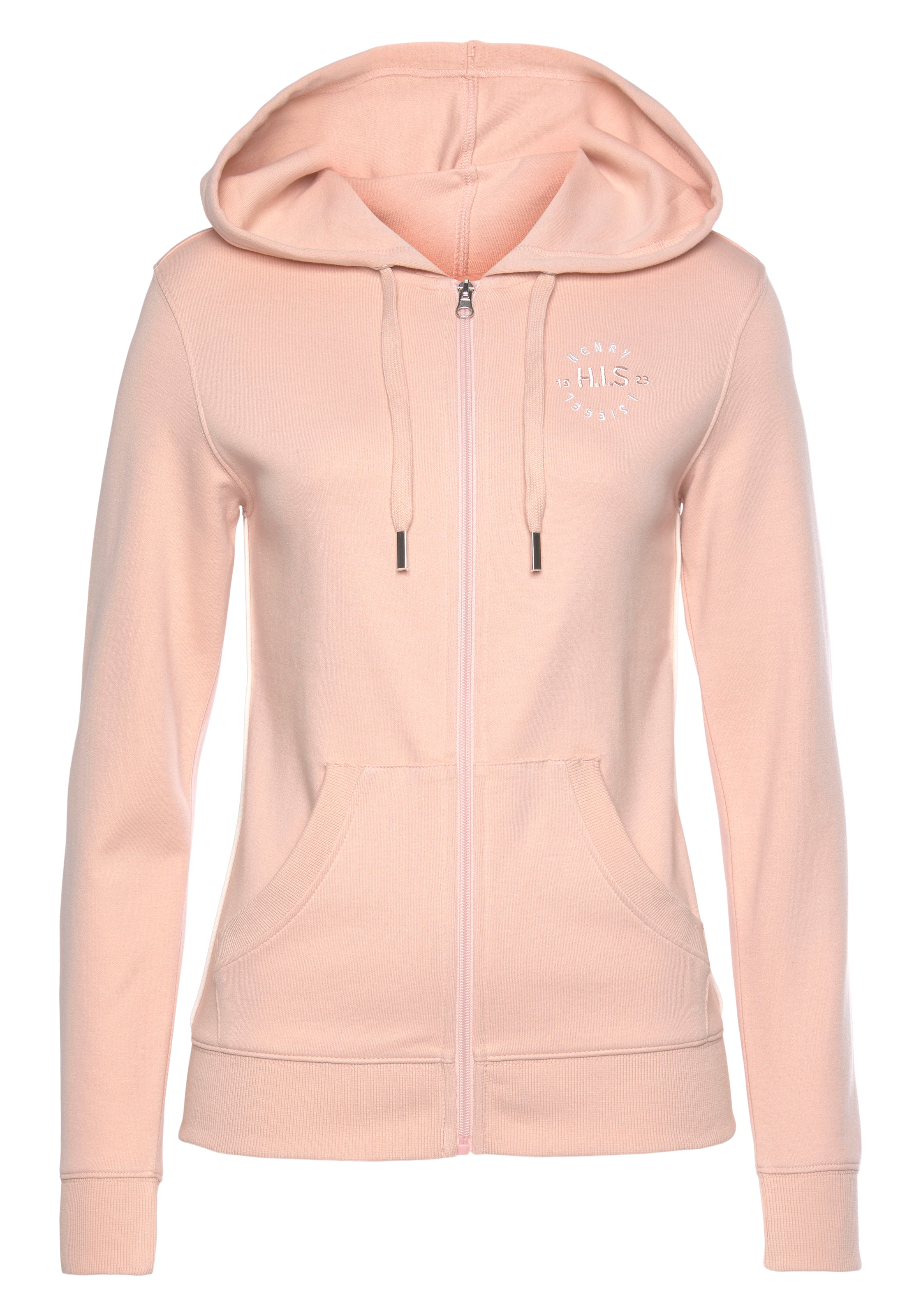 H.I.S Kapuzensweatjacke , mit seitlichem Piping und kleiner Markenstickerei, Loungewear