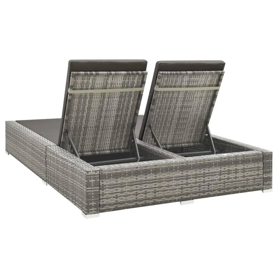 vidaXL - Ligbed - Grijs - Poly rattan