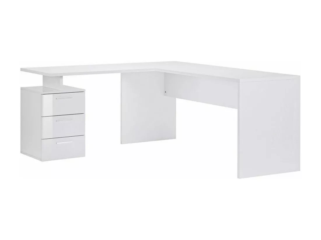 Bureau Mark, Bureau d'angle PC, Table de bureau polyvalente, Bureau gain de place multi-positions, 100% Made in Italy, 160x60h75 cm, Blanc brillant