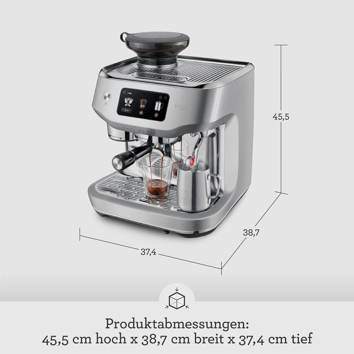 Sage - The Oracle Dual Boiler - Kaffeemaschine mit Manuellem & automatischem Milchaufschäumer - 45 Mahlgradeinstellungen - 16 Programme inkl. Espresso, Cappuccino & Flat White - Schwarzer Trüffel