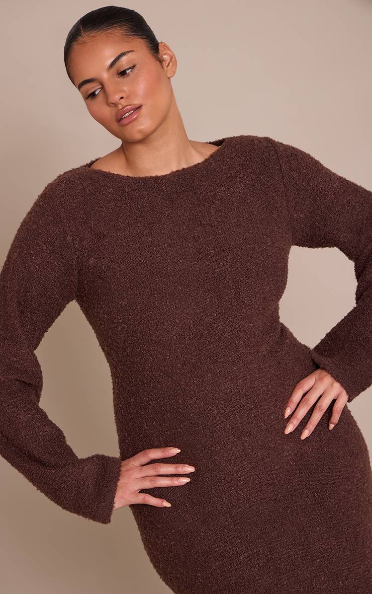 Chocolat Robe Maxi En Maille Tricotée À Pompons Grande Taille
