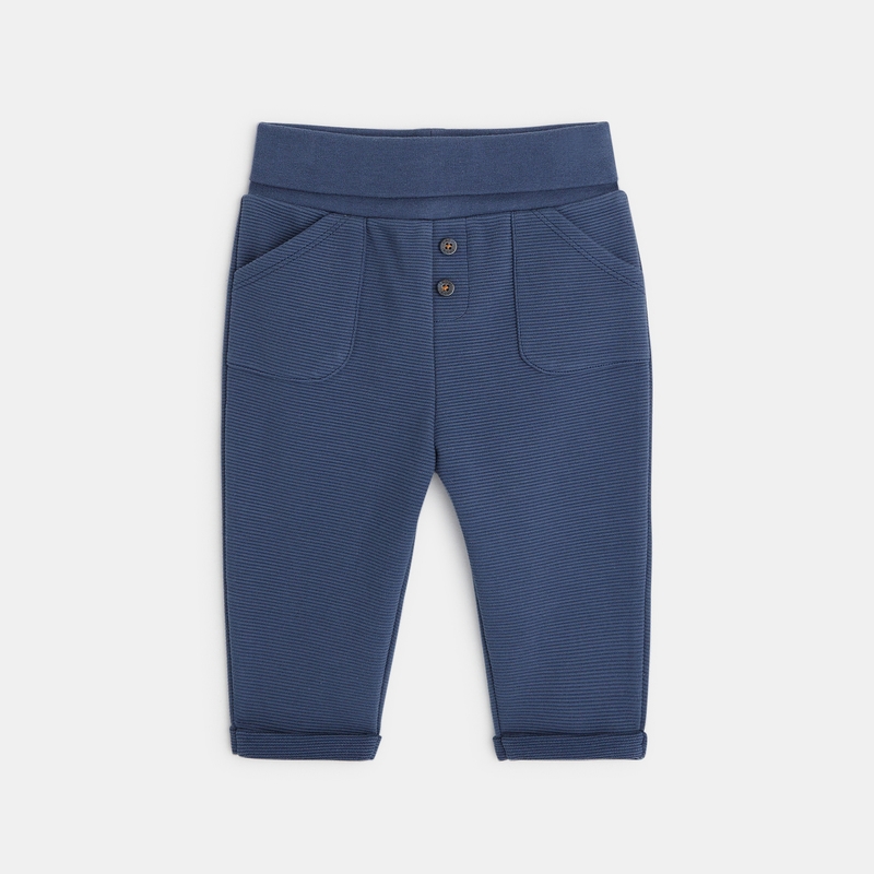 Sweat molleton et pantalon maille côtelée bleu naissance