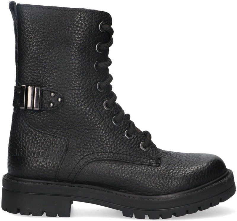 Braqeez 424761-589 Meisjes Veterboots - Zwart - Leer - Veters