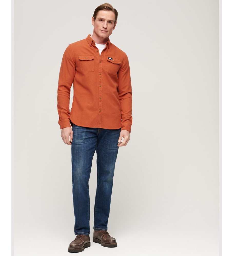 Camisa de flanela de algodão orgânico Superdry Trailsman, laranja