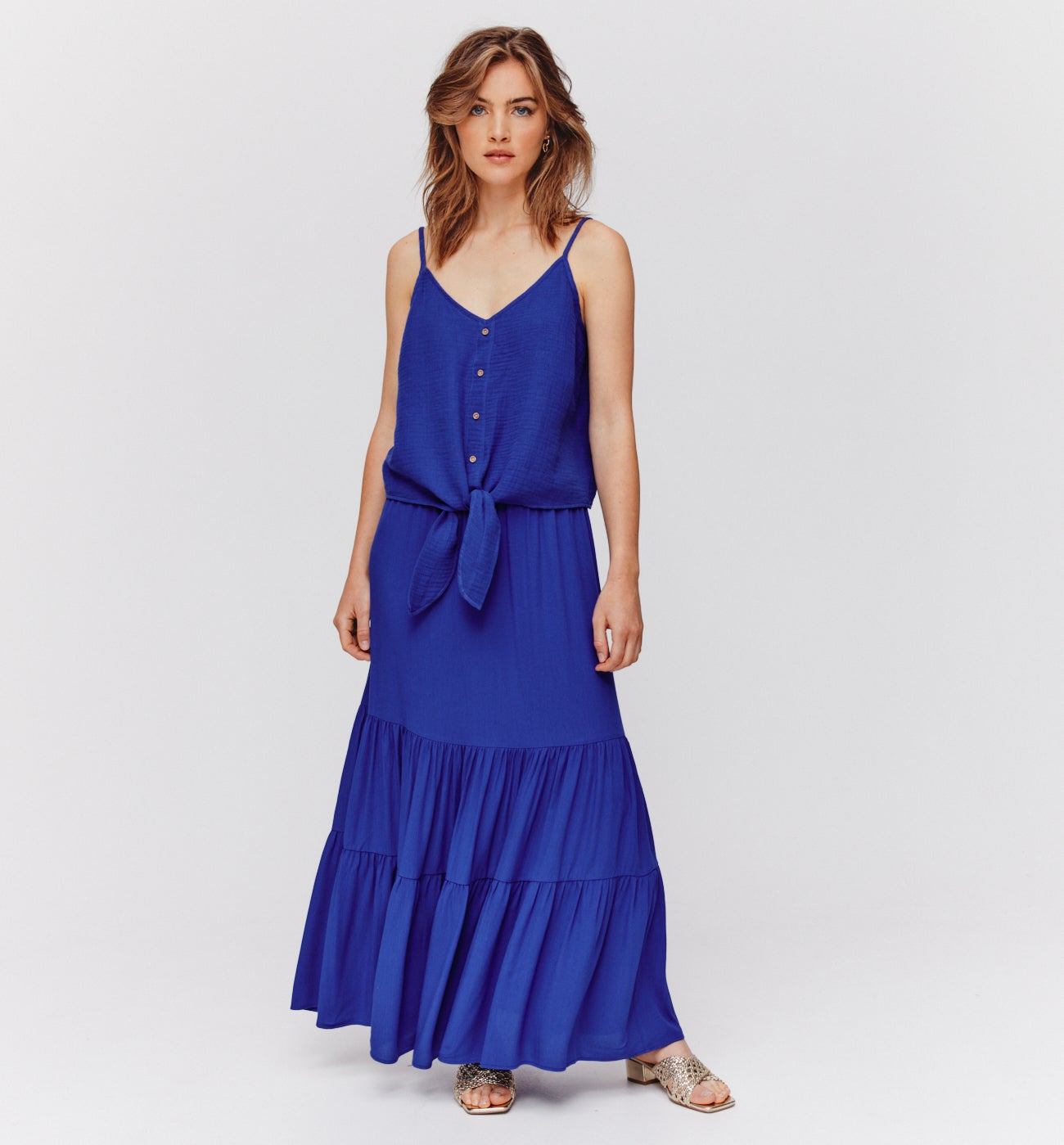 Top en gaze de coton - Bleu