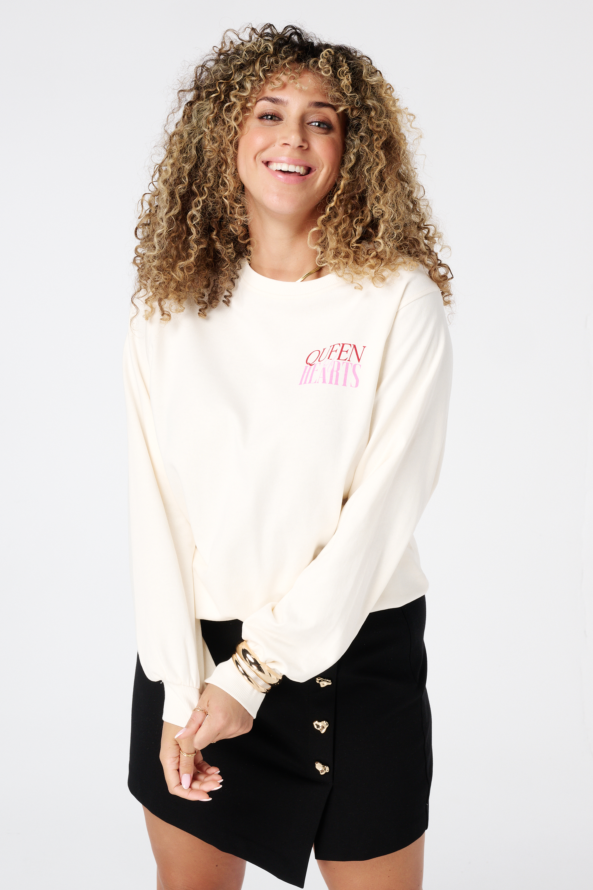 Sweater met backprint Cream