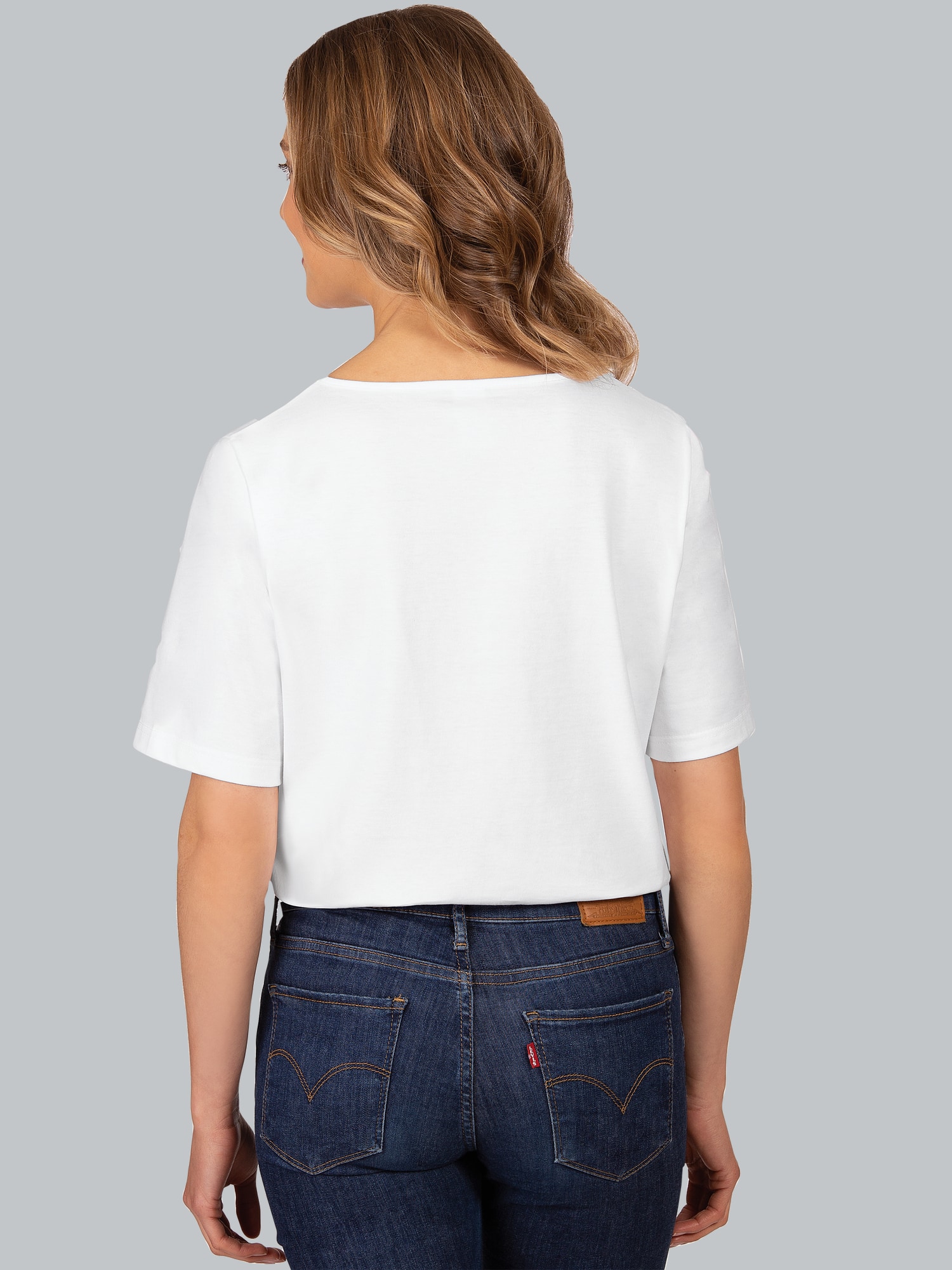 T-Shirt DELUXE Baumwolle mit Kristallsteinen Weiss