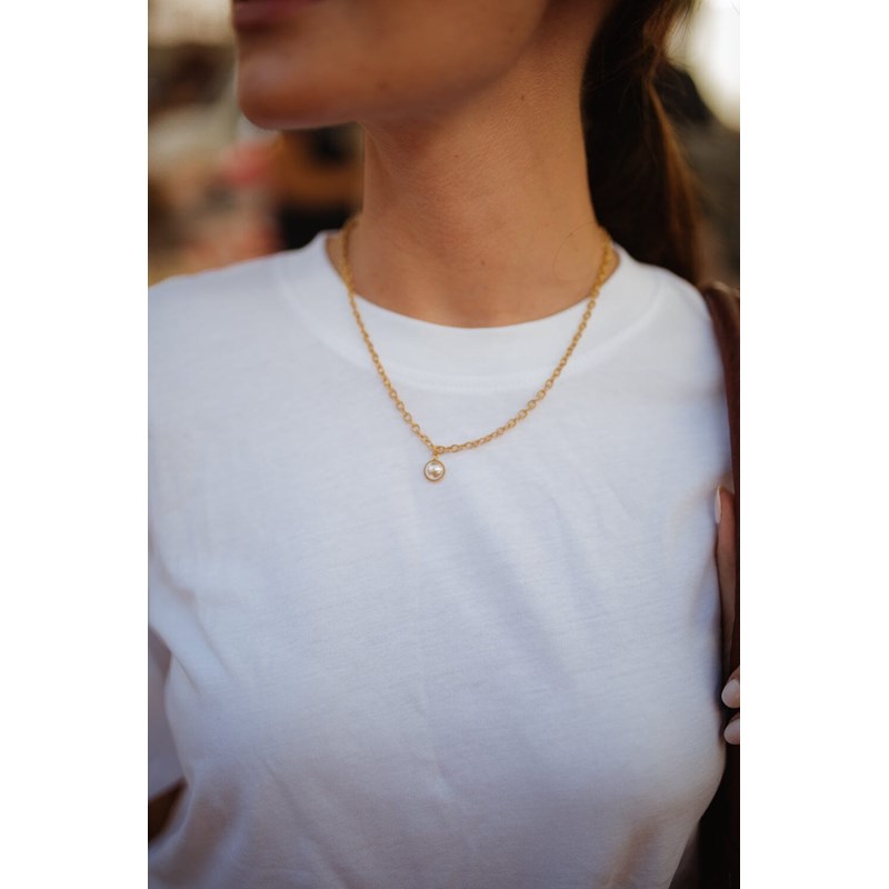 collier perle plaqué argent - NÉLYA