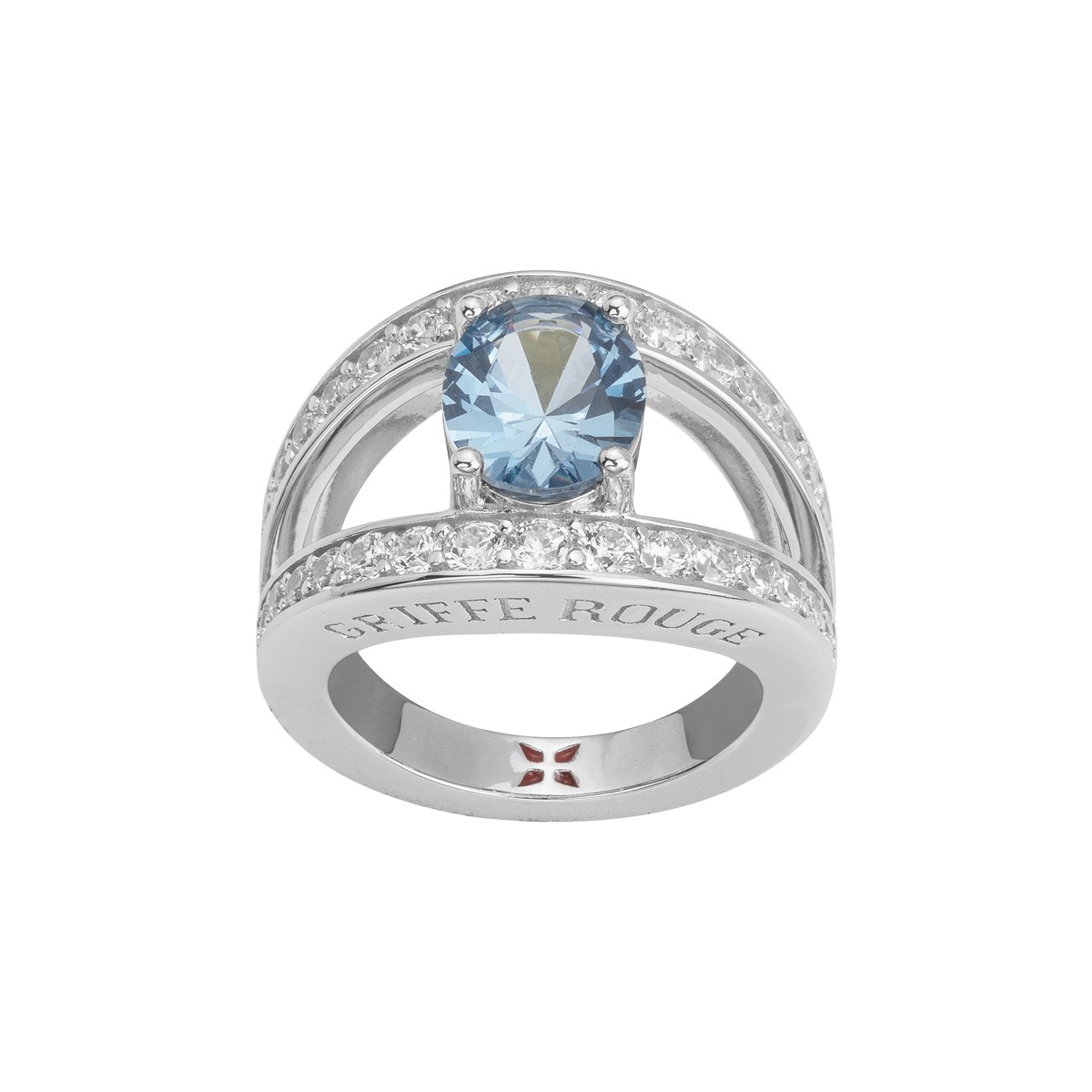 Bague Catherine en Argent avec oxyde de zirconium bleu topaze