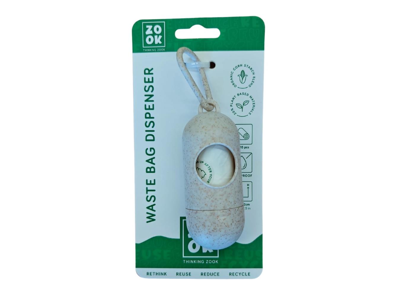 PORTA-SACOS DEJETOS ZOOK COM RECARGA BASE VEGETAL