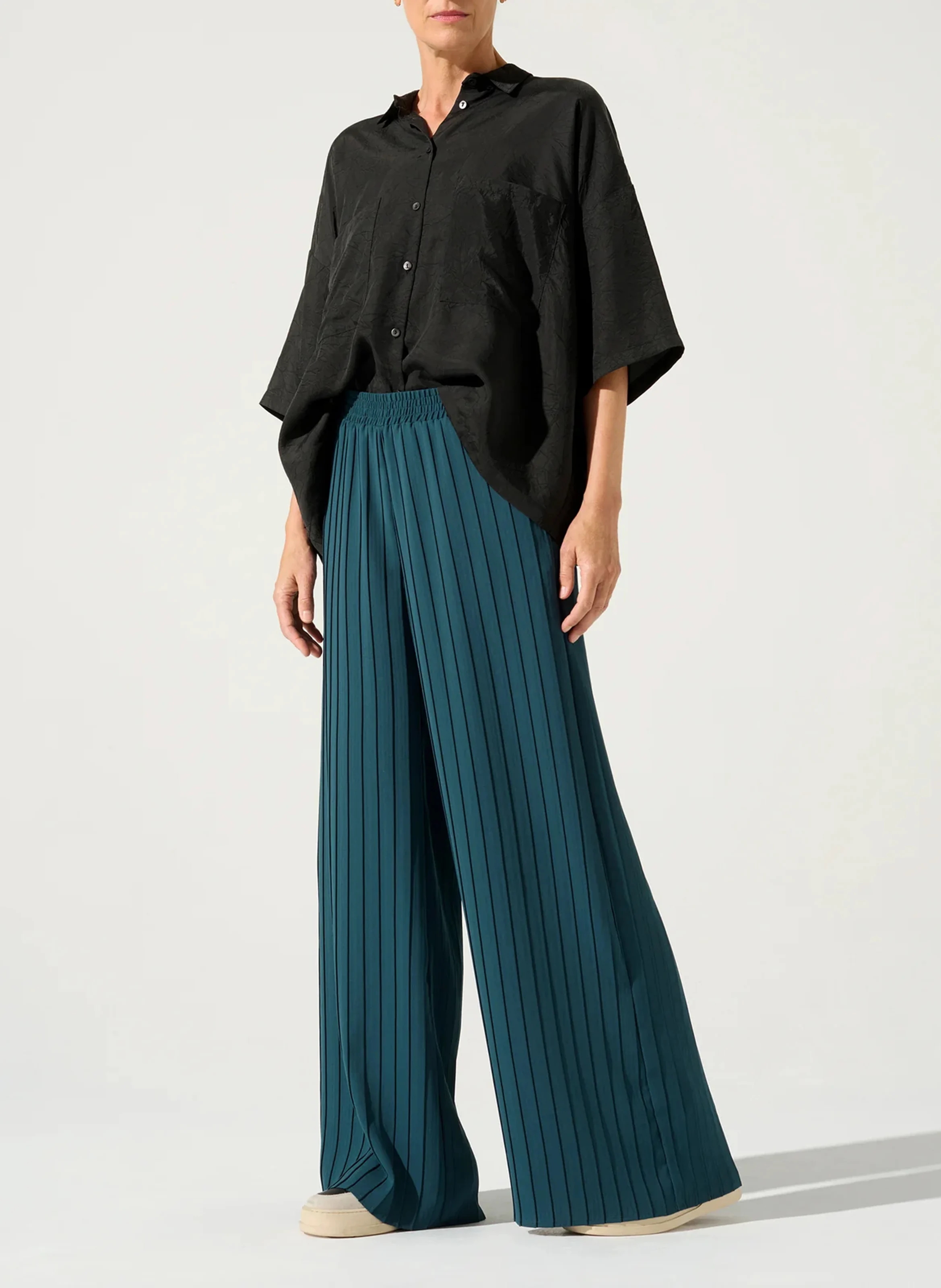 Pantalon large plissé | Bleu