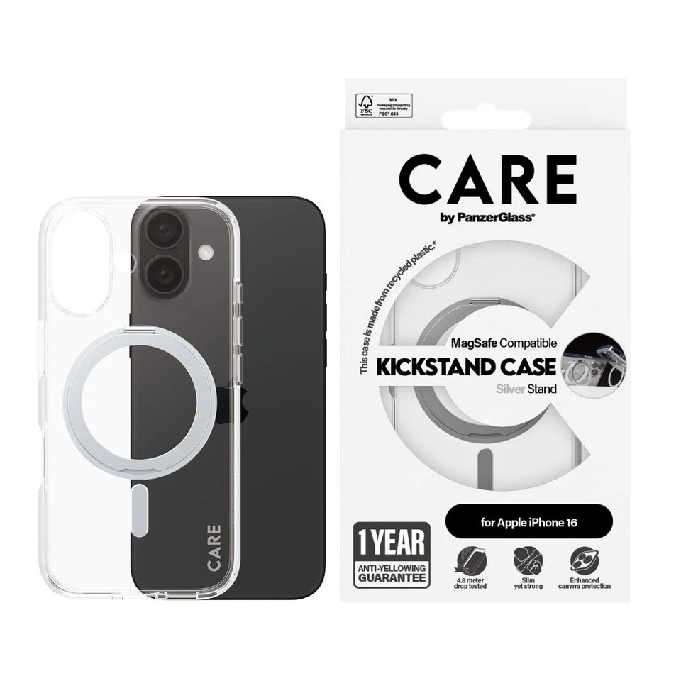 CARE by PanzerGlass - Feature Case - Transparent Silver - MagSafe - iPhone 16