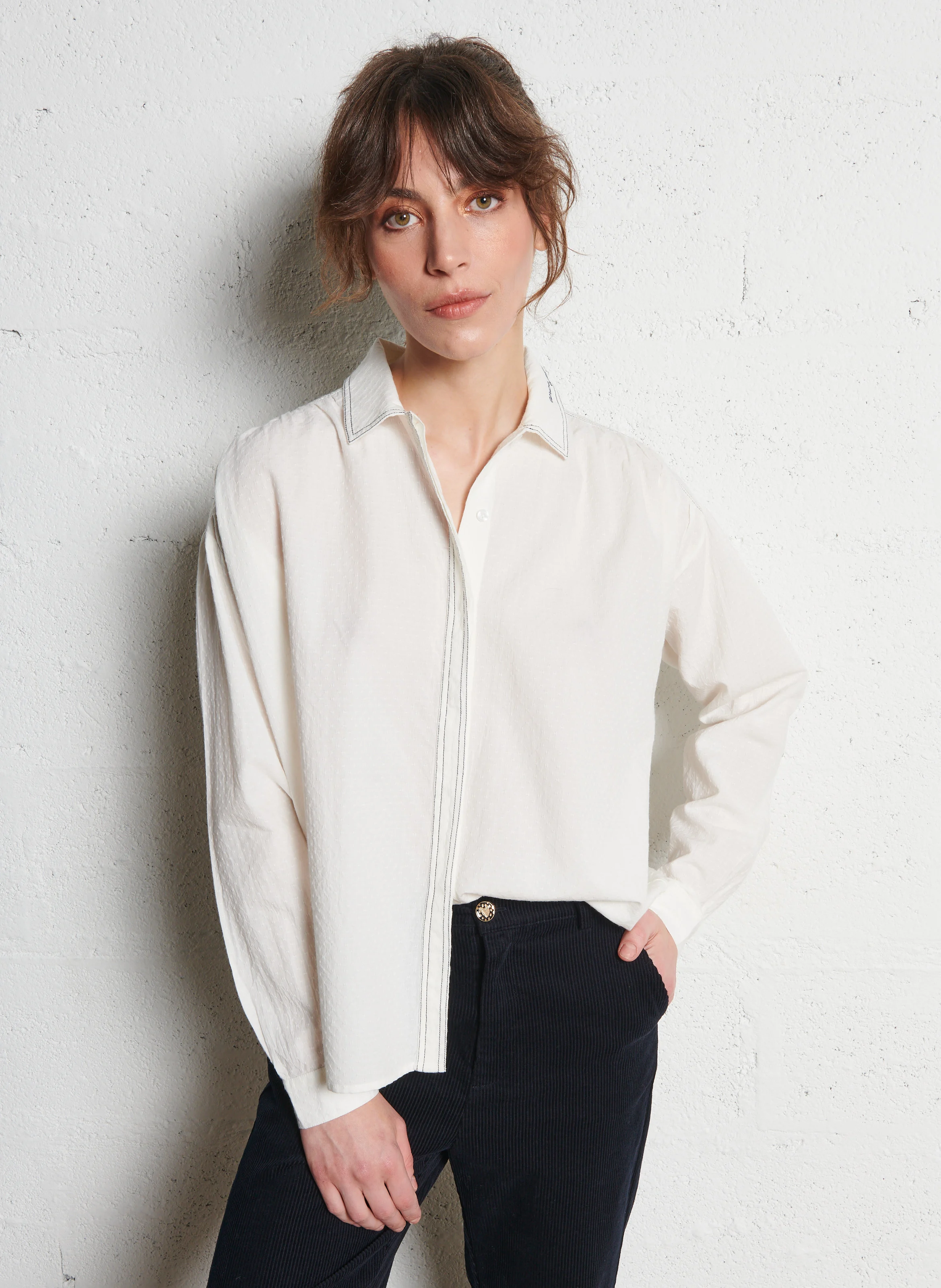 Chemise ample en coton| Blanc