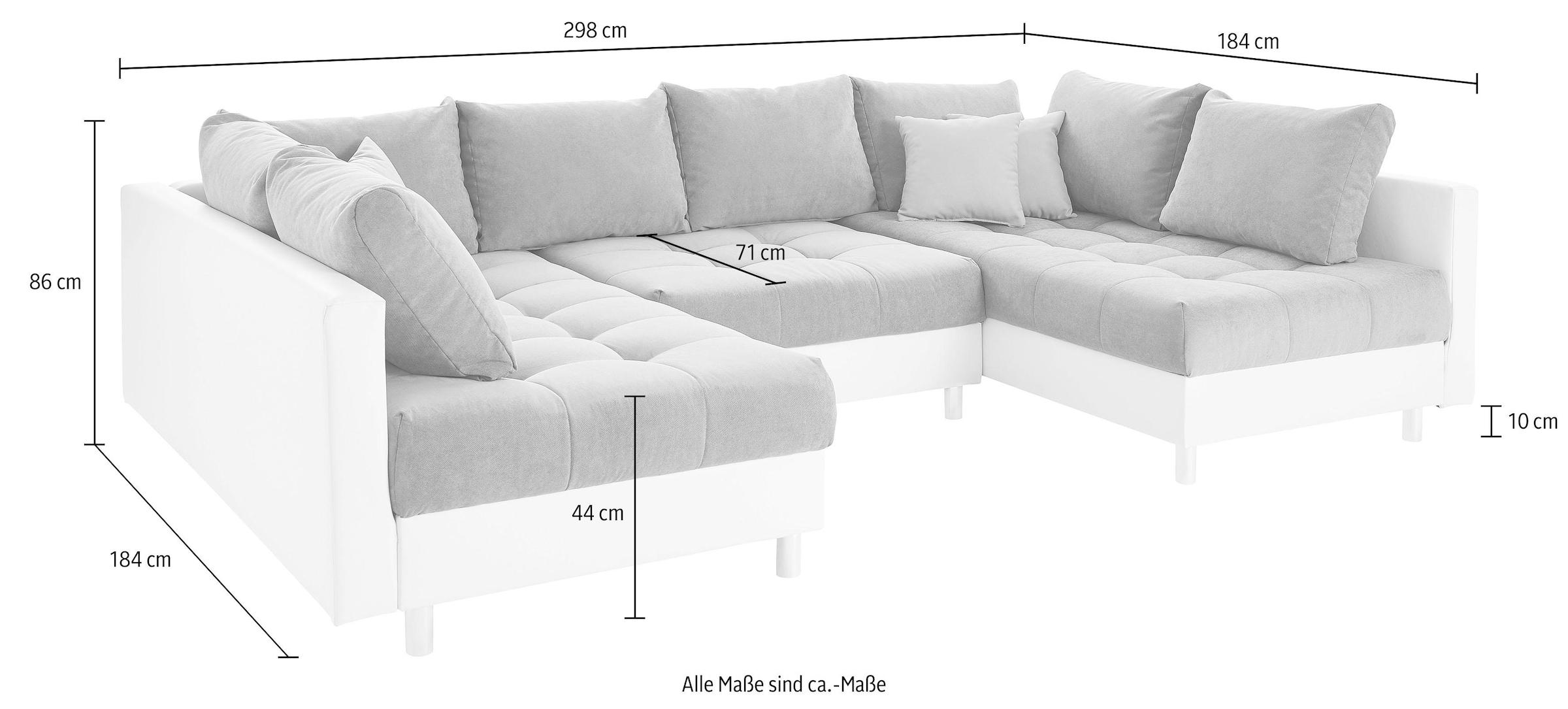 COLLECTION AB Wohnlandschaft »Antonia U-Form« mit Federkern und zusätzlichem Hocker