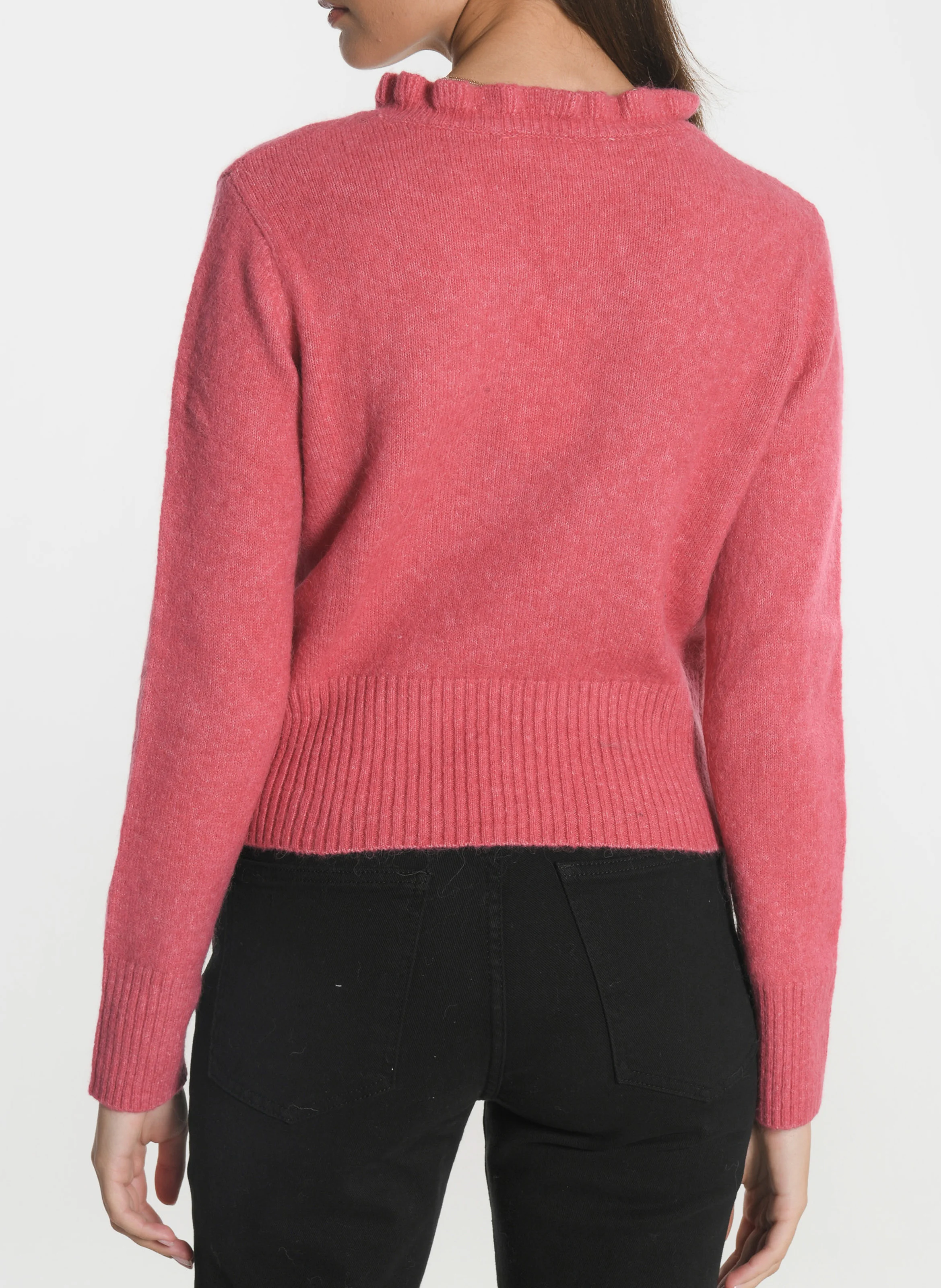 SANDRINE - Pull droit col V | Rouge