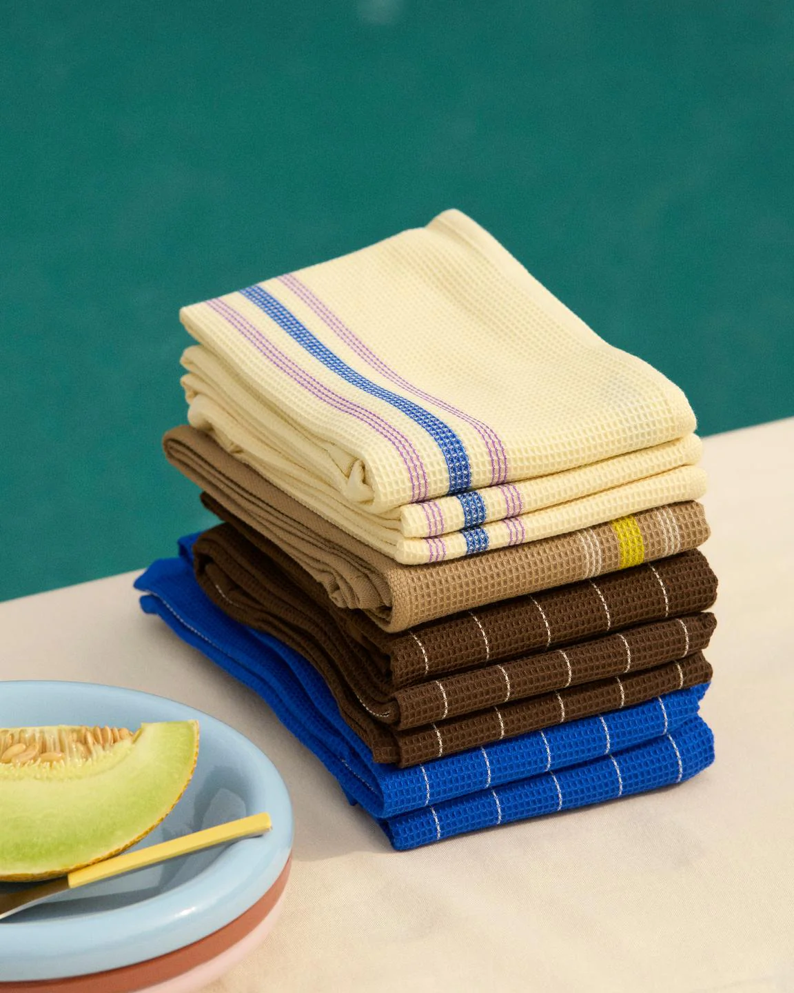 HAY  Canteen viskestykke - Cream and Blue