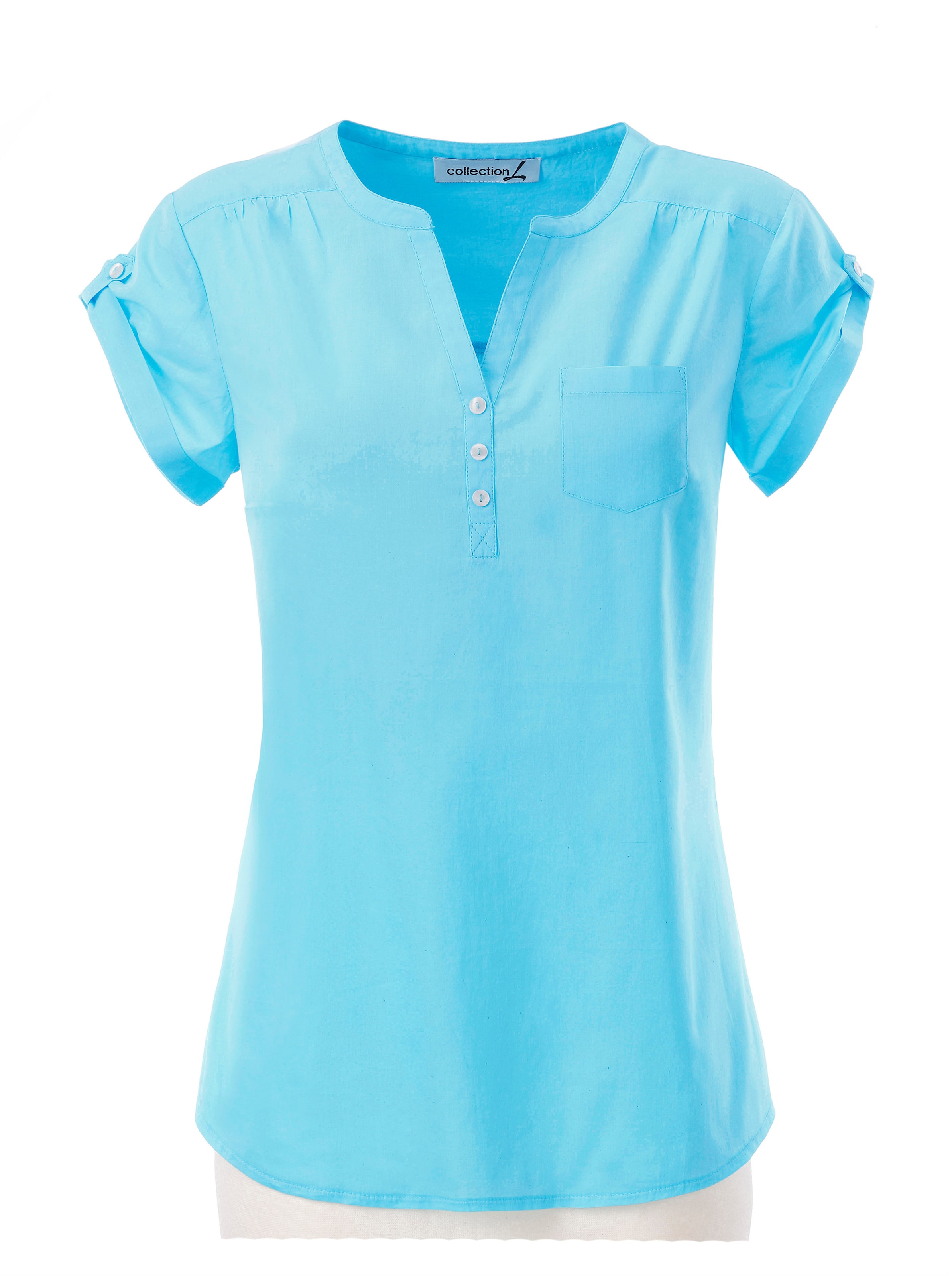 Kurzarmbluse in aqua