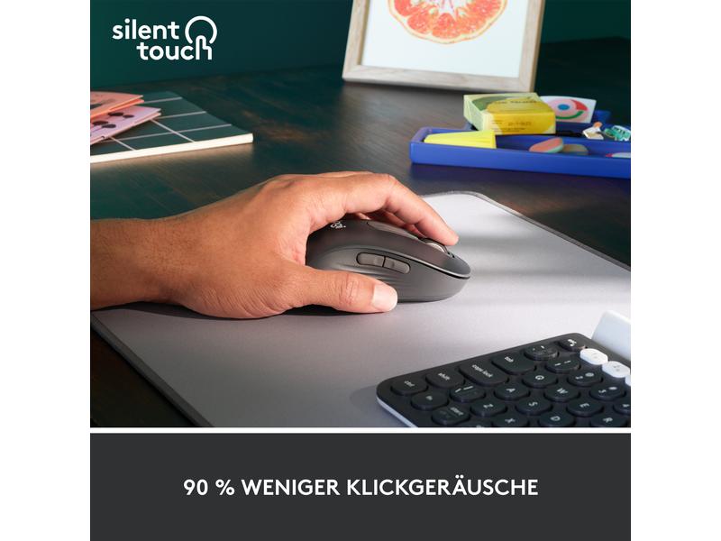 Logitech Maus Signature M650 L left Graphite Präzise Wireless-Maus mit «Logitech SilentTouch»-Technologie