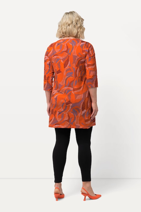 Longshirt, Blätter, Rundhalsausschnitt, 3/4-Arm