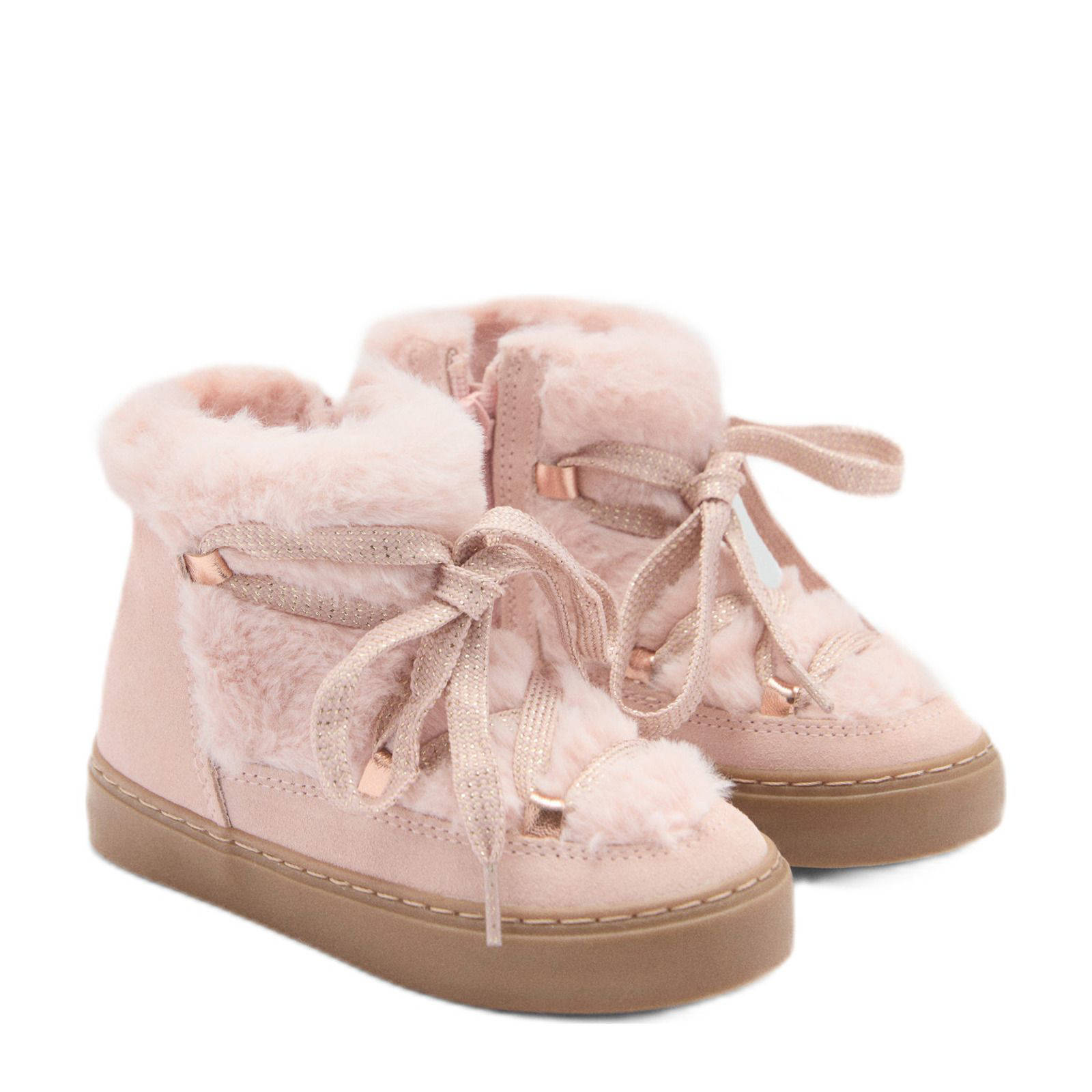 Mango Kids suède enkelboots lichtroze