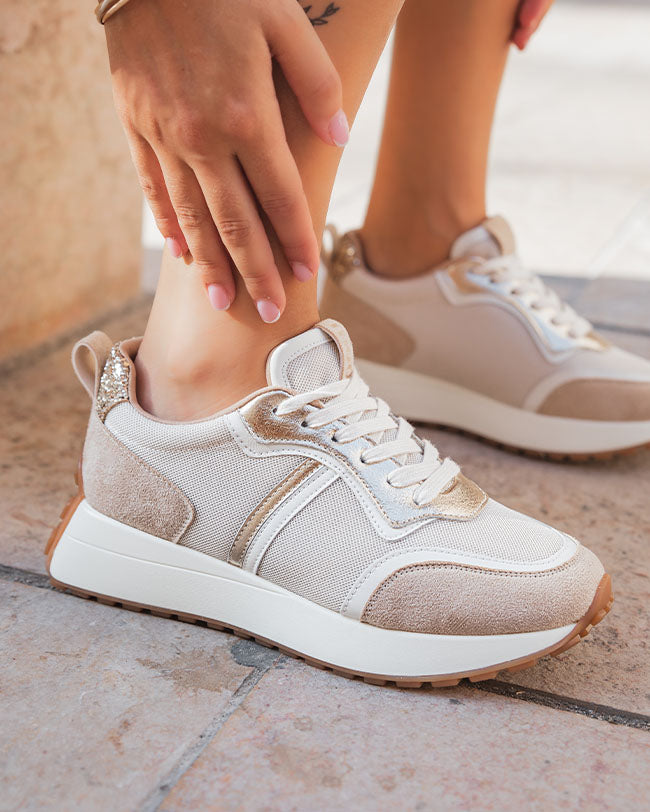Basket femme beige à lacets - Felicia