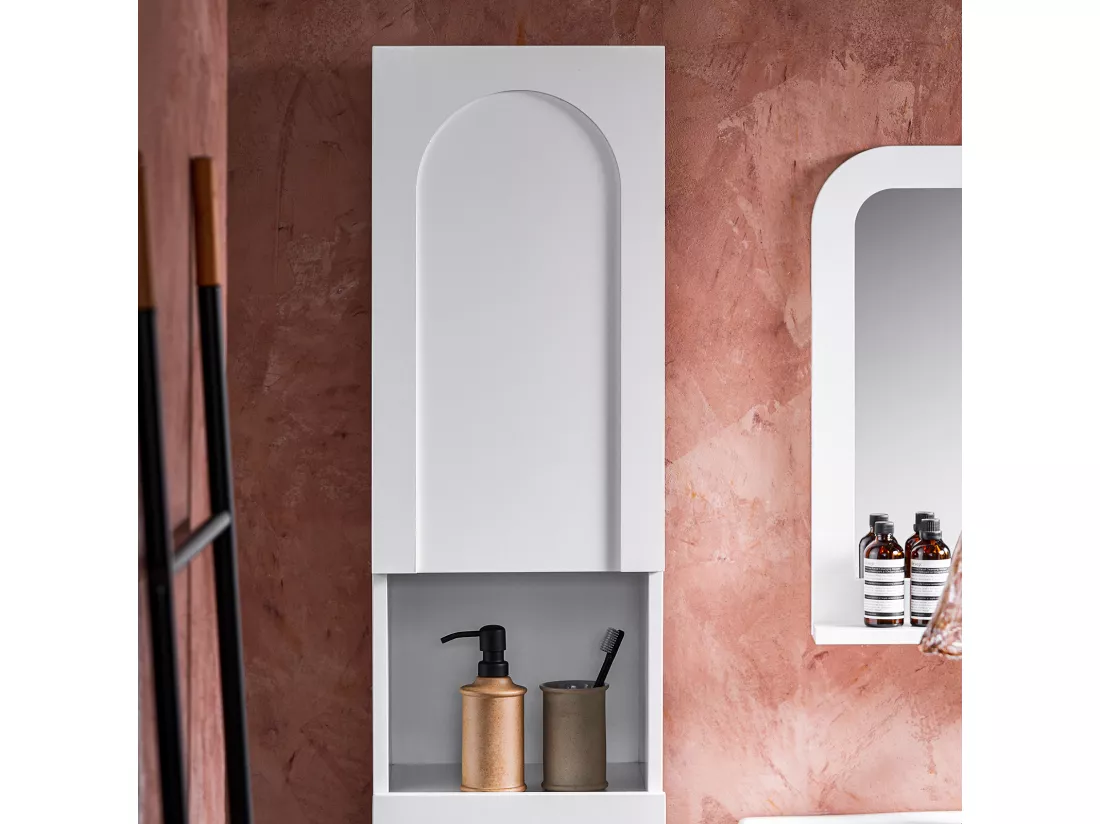 SoBuy Meuble Colonne, Armoire Haute de Salle de Bain, Meuble de Rangement Étroit avec 2 Portes Étagères Réglables, Compartiments, 30 x 30 x 160 cm, Blanc, BZR163-W