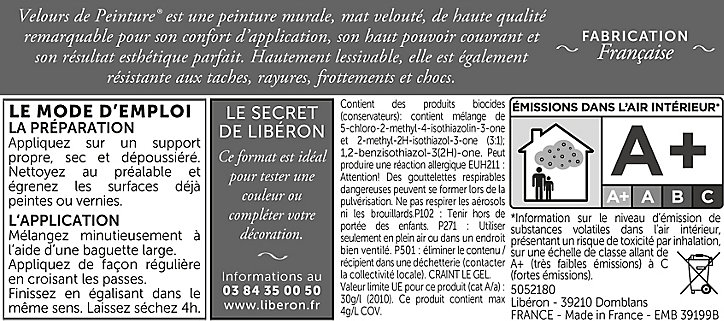 Peinture murs, plafonds et boiseries Velours de peinture vert treillis Libéron 125 ml