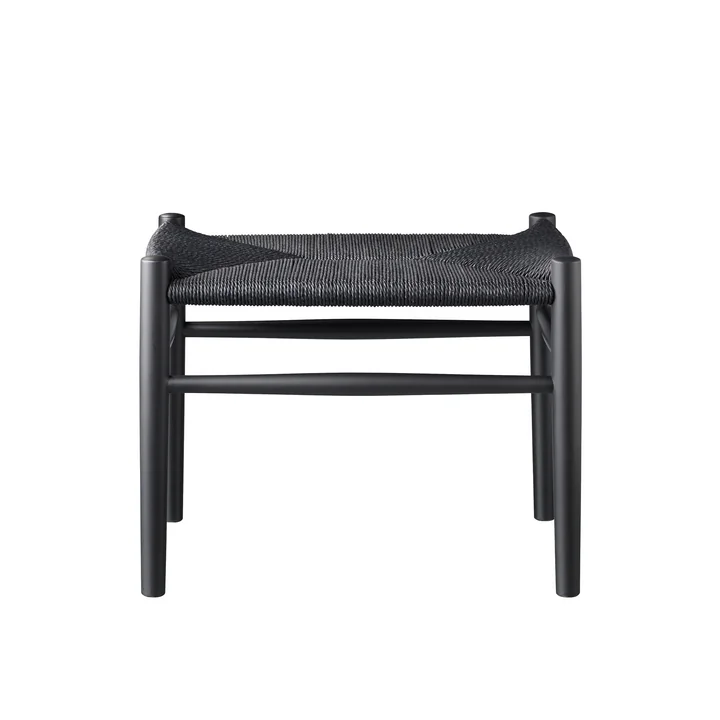 FDB Møbler - J83 Hocker, Buche schwarz lackiert / Naturgeflecht