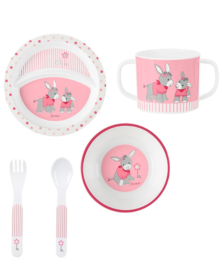 Kindergeschirr-Set EMMI GIRL 4-teilig in weiß/rosa
