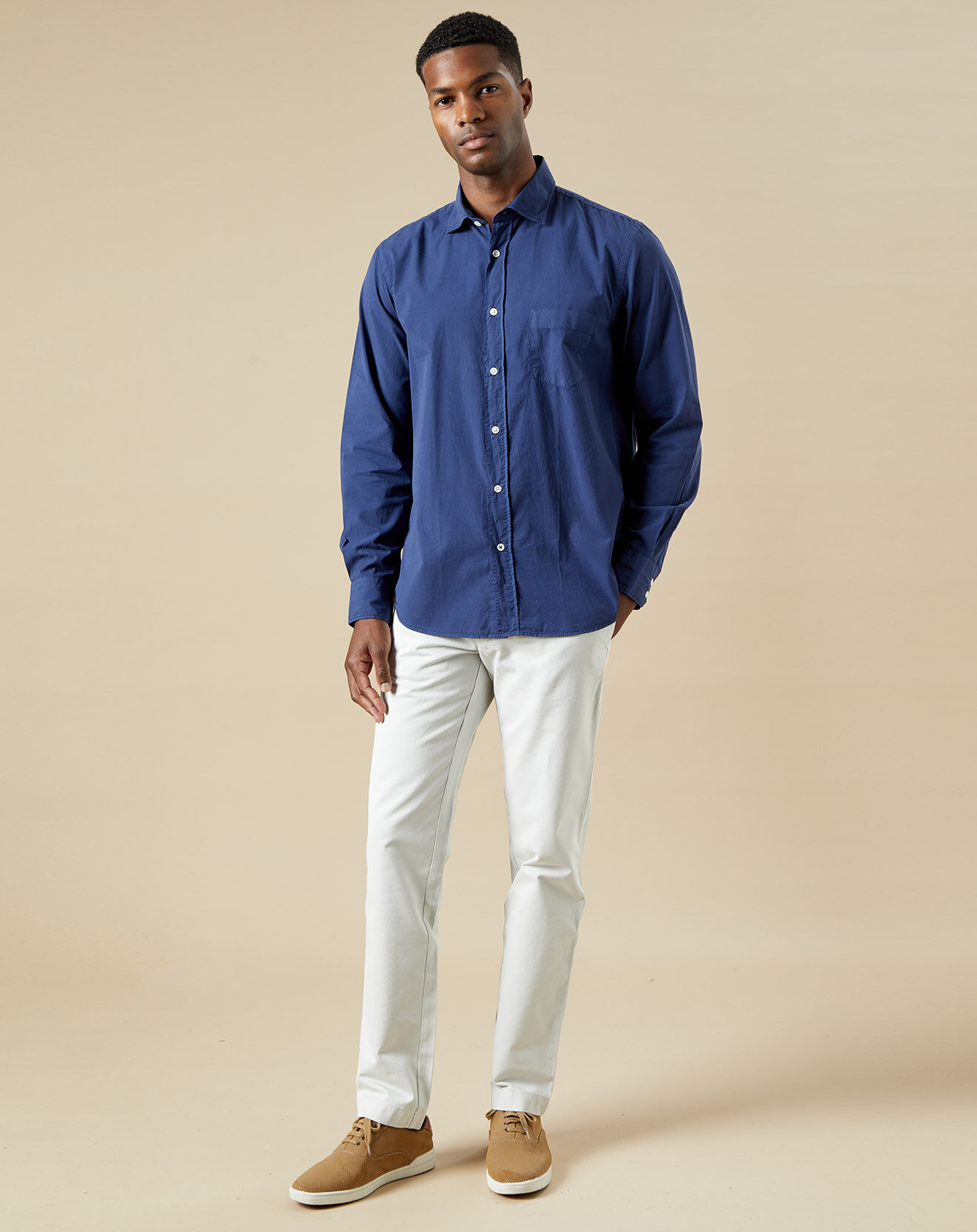 Hartford Chemise regular Paul Pat bleu profond