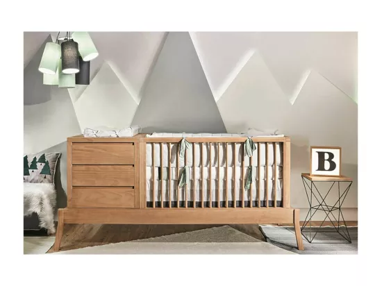 Lit évolutif bébé avec tiroir et matelas 70x120 cm bois massif bois SYA