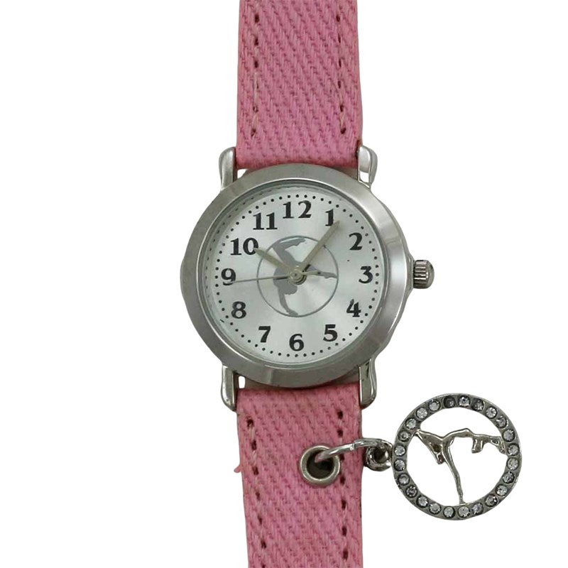 Montre gymnaste rose avec breloque gym