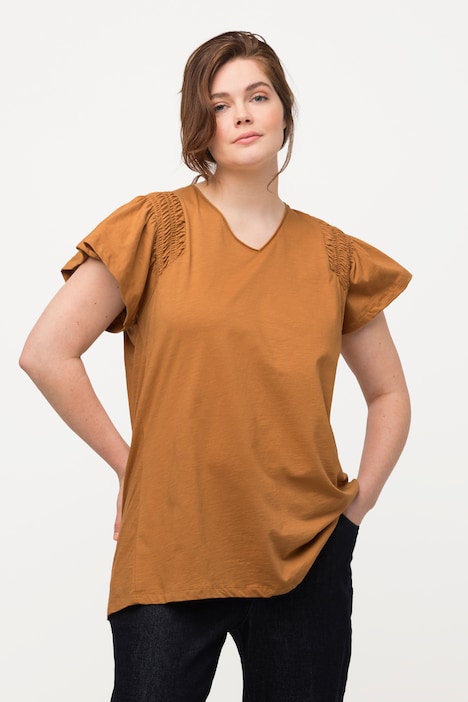 T-Shirt, A-Linie, V-Ausschnitt, Halbarm, Biobaumwolle
