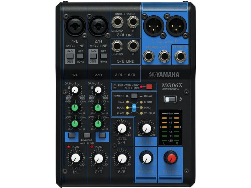 Yamaha Mischpult MG06X - 6-Kanal, analog Tragbarer 6-Kanal-Analogmixer mit Effektsektion