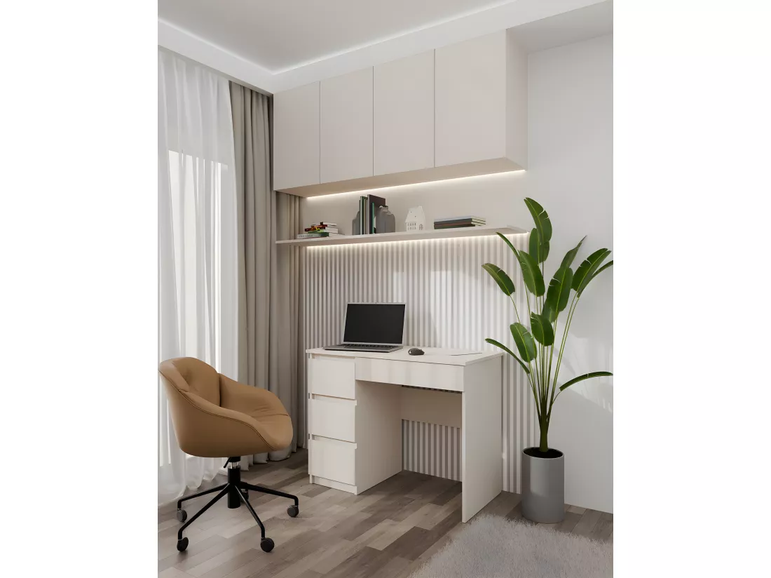 MESO - Bureau droit style moderne bureau/chambre - 98x51x76 cm - 4 tiroirs