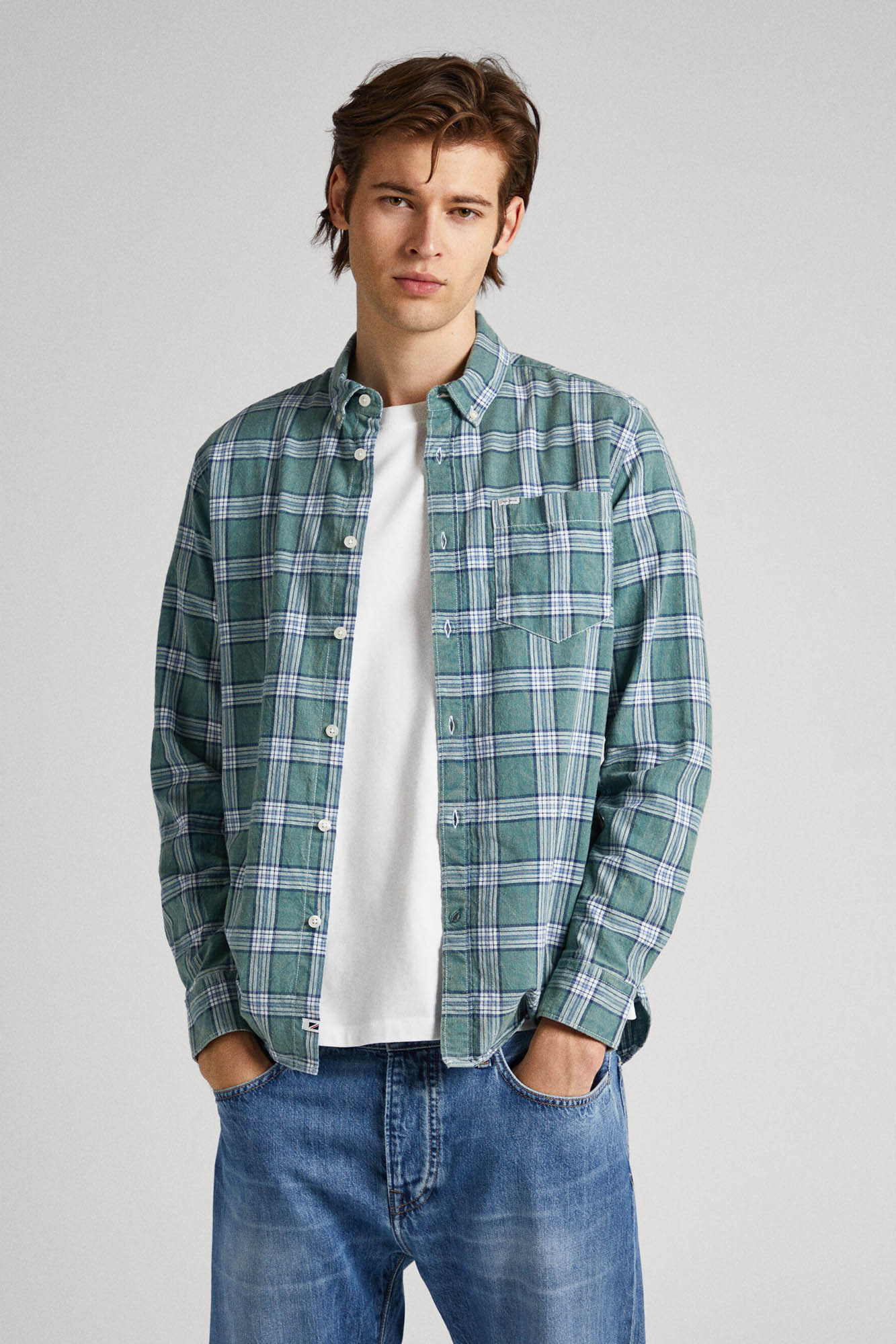 camisa xadrez de manga comprida