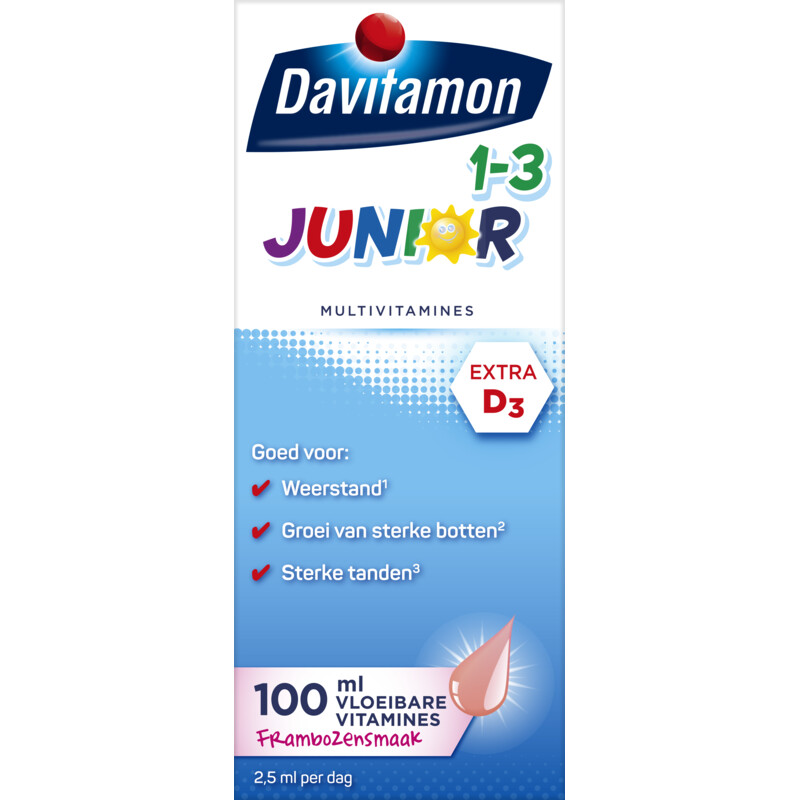 Davitamon Junior multivitamines framboos 1-3 jaar