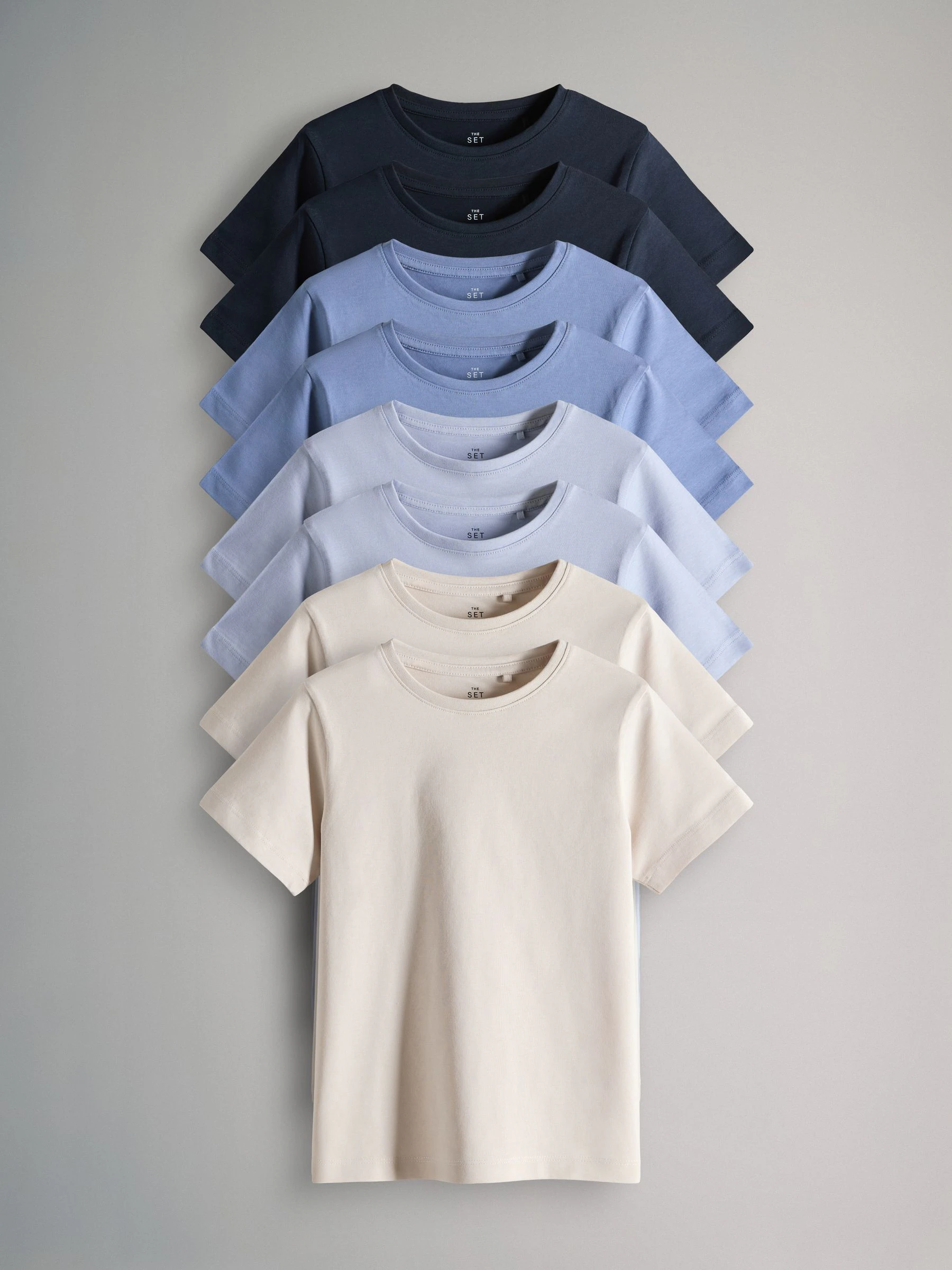 Marineblauw/blauw/crème - The Set 8 Pack Regular Short Sleeve Cotton T-Shirts