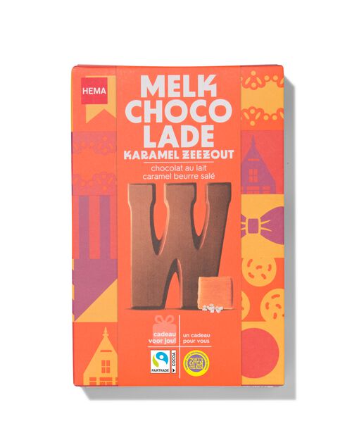 lettre W en chocolat au lait caramel beurre salé 135g