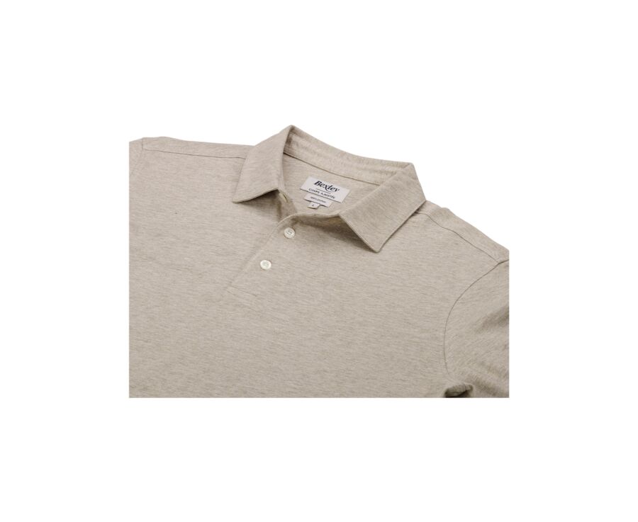 Polo manches longues homme Taupe Clair chiné - AIDEN ML