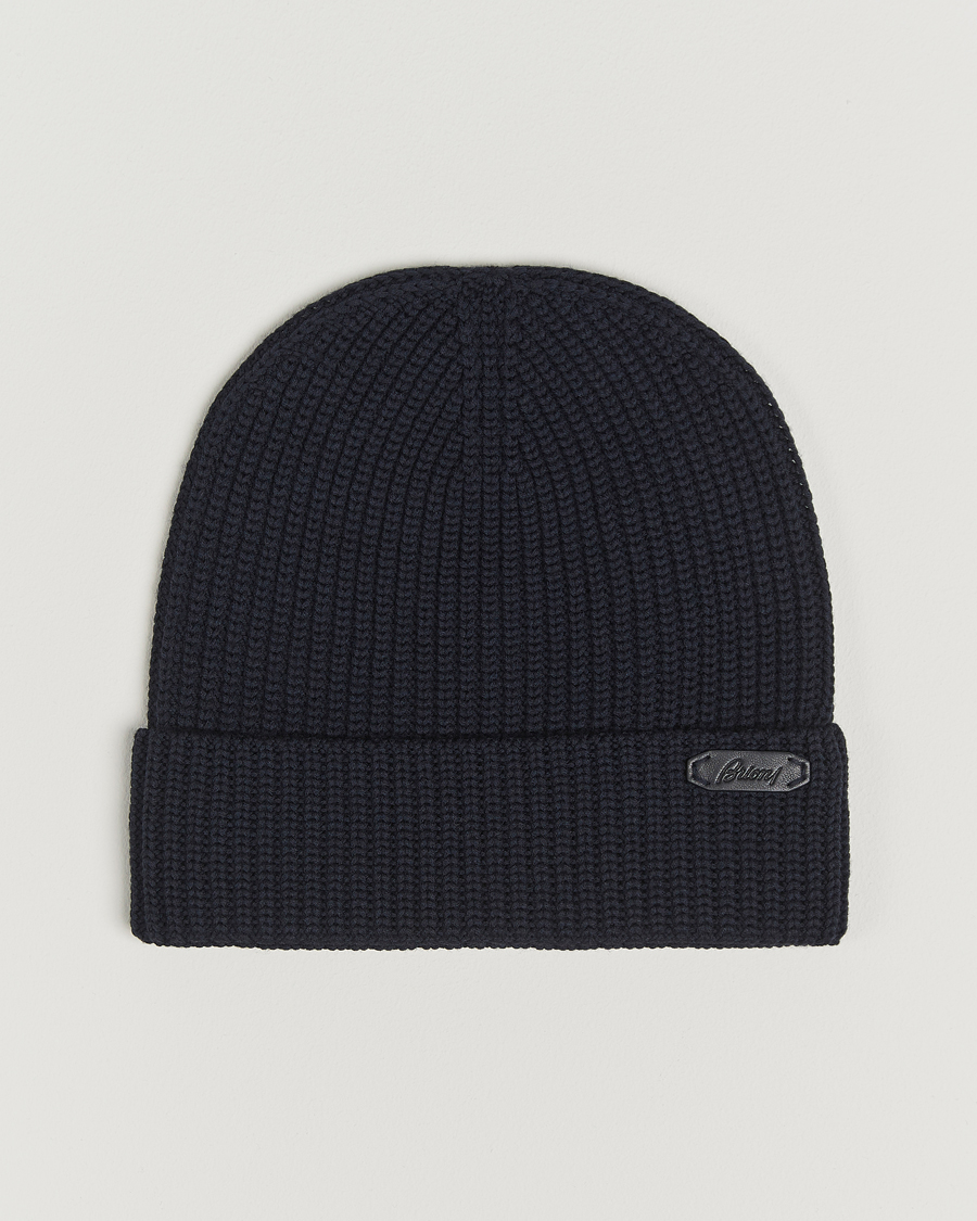 Brioni Rib Wool Beanie Navy
