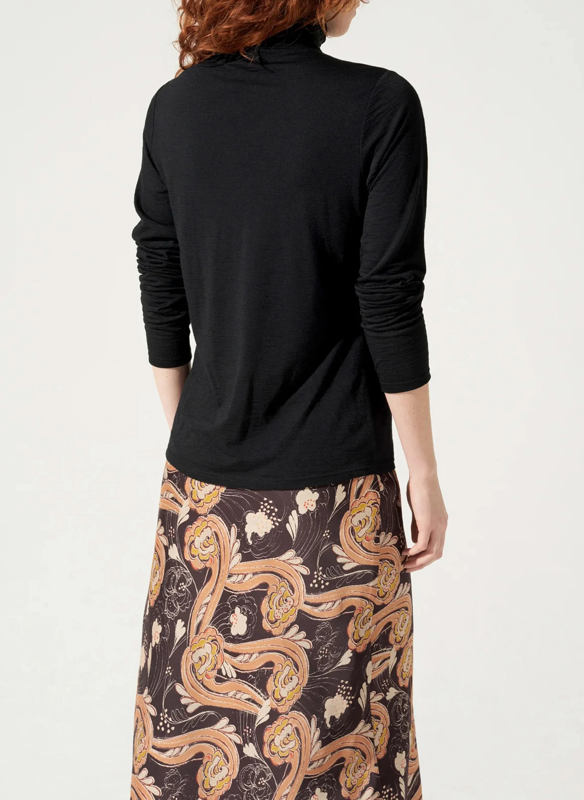 Tee-shirt droit en laine | Noir