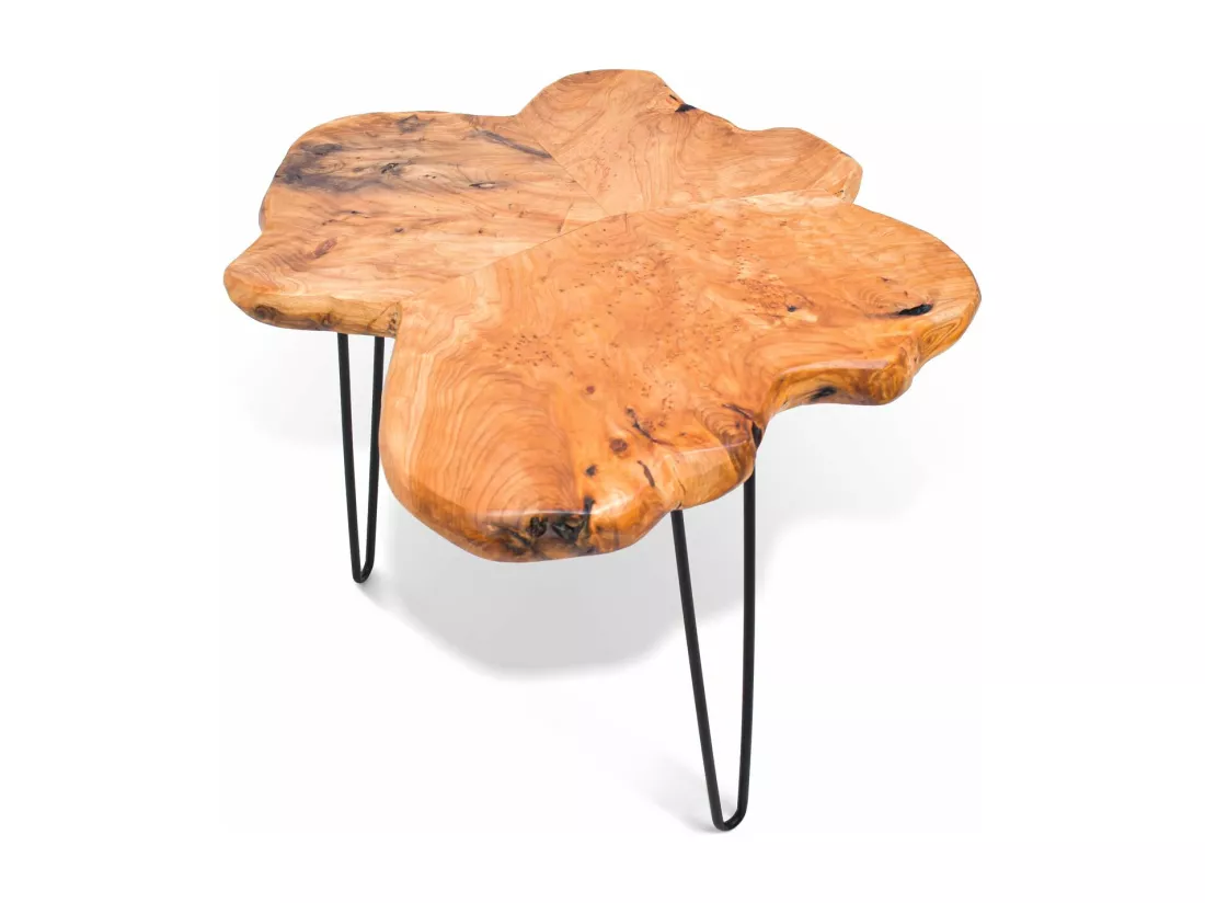 Orchidea - Table basse en bois de cèdre et fer forgé au design vintage