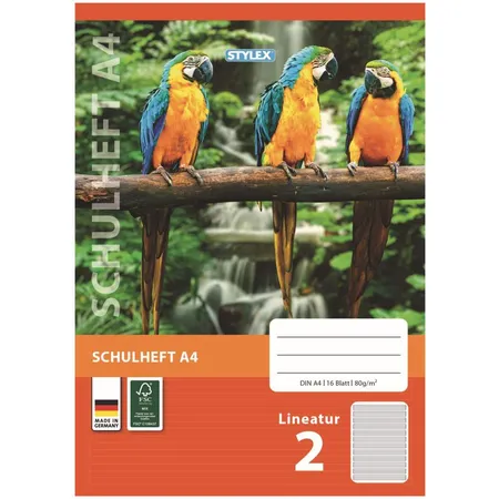 Stylex Schulheft Papagei 2. Schuljahr, DIN A4, Lineatur 2