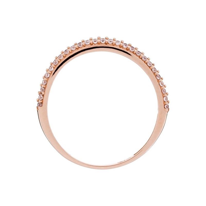 Bague Or Rose et oxydes de zirconium 