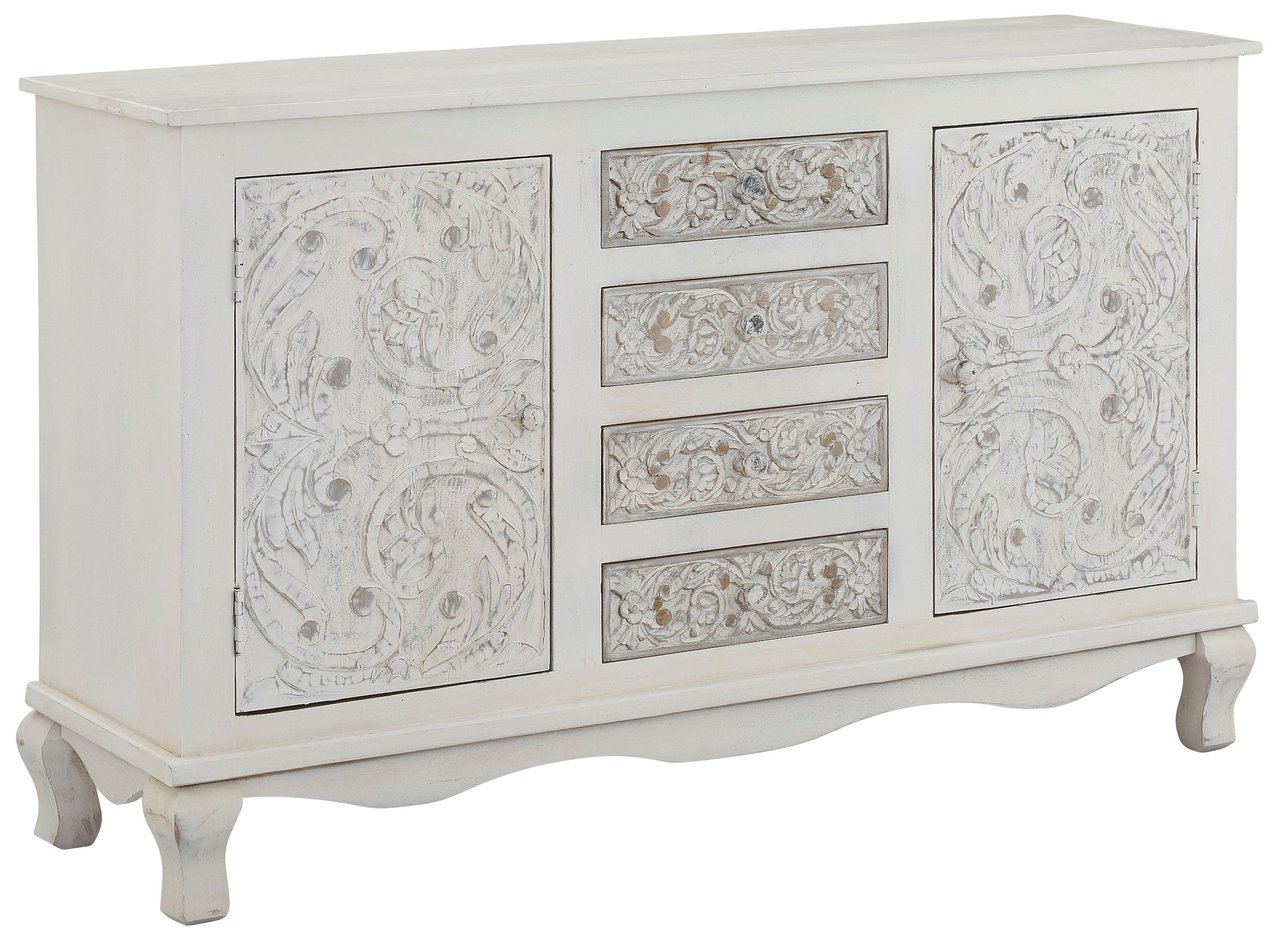 Home affaire Sideboard »Rajat« Kommode aus Mangoholz mit Türfrontfräsungen, Breite 140 cm