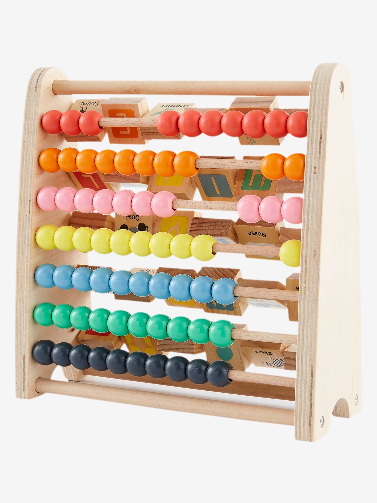 Ábaco de madeira multicolorido para aprendizagem