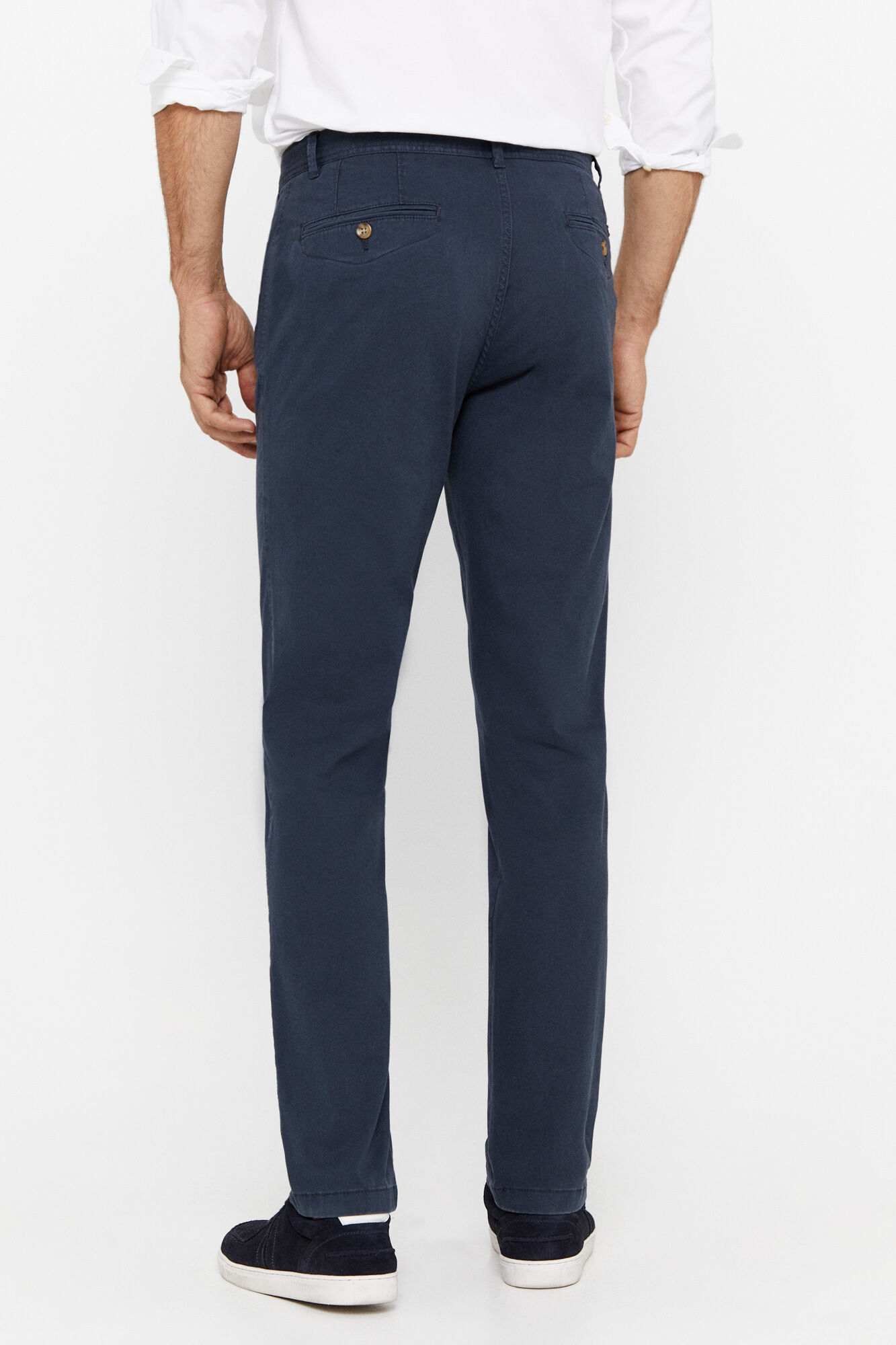 Calça chinesa de corte regular - Azul escuro