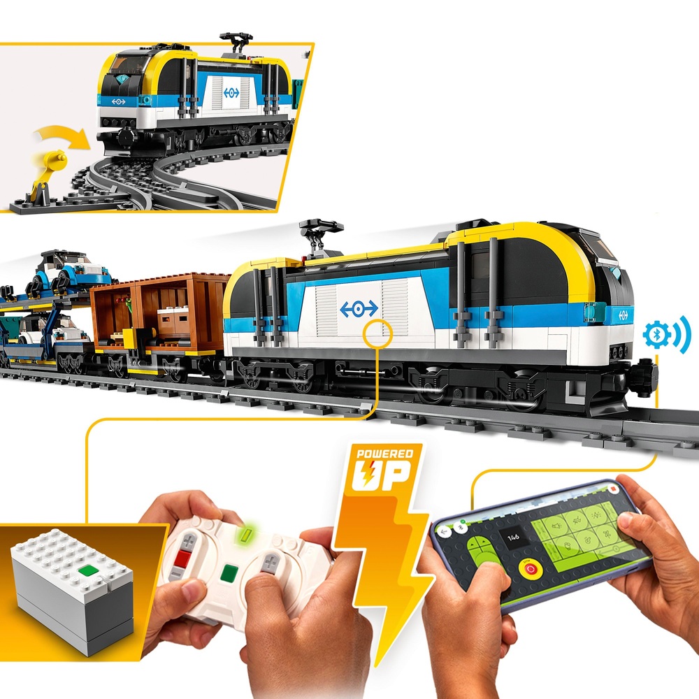 LEGO City 60336 Güterzug Spielzeug-Set mit Fernbedienung und Soundeffekten